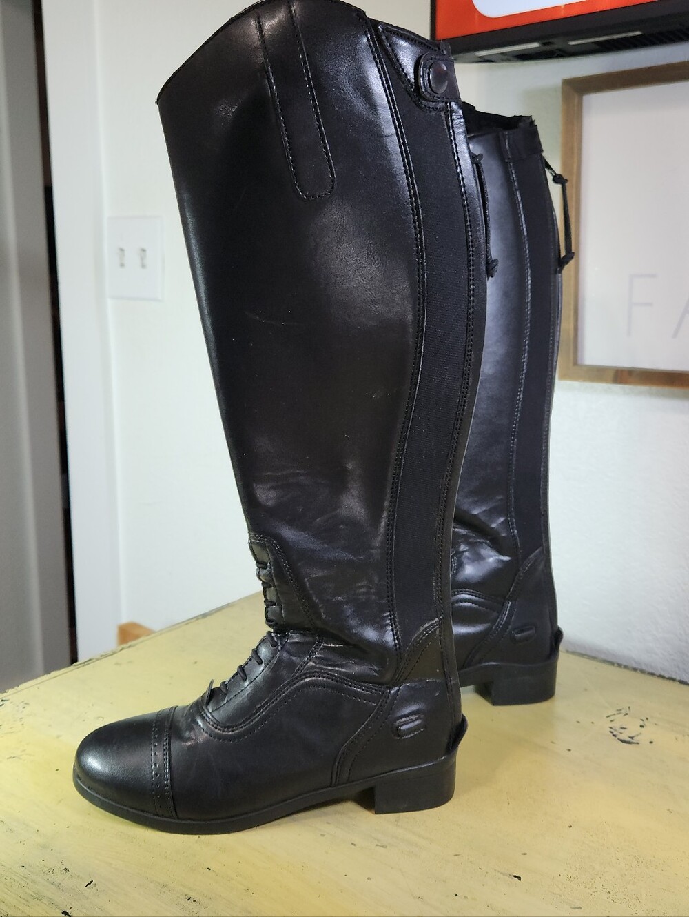 Saxon Black Tall Field Riding Boots Women's Size USA 6
